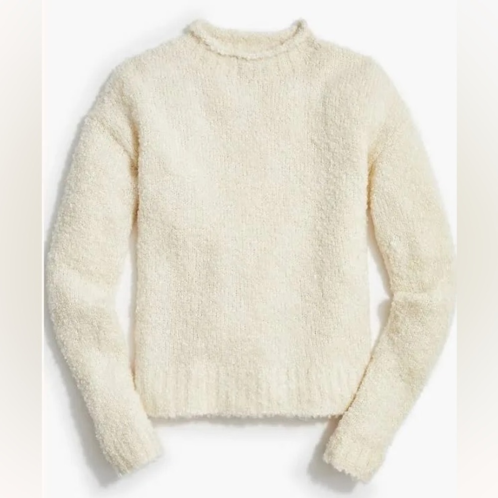 NWT J.Crew cream roll-neck boucle sweater size Medium - Picture 2 of 10
